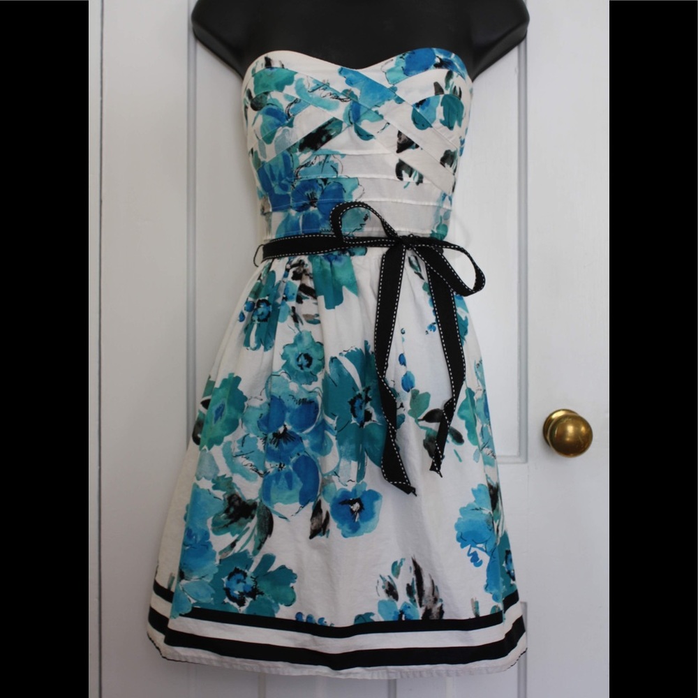 • Trixxi • Blue Watercolor Floral Dress